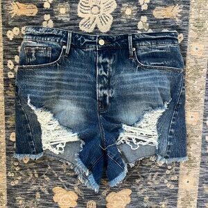 Good American Blue Distressed Jean Shorts
